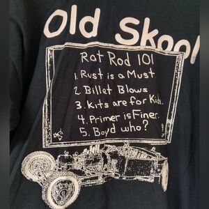 Men's Old Skool Rat Rod Black T Shirt Size XL Custom Cars Hot Rod